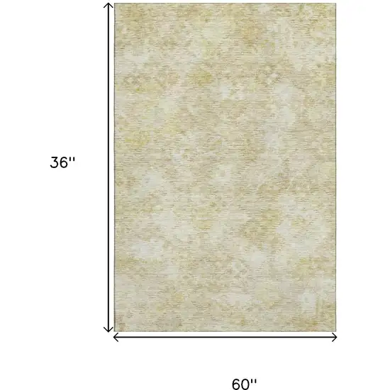 Wheat And Beige Abstract Geometric Washable Area Rug With UV Protection Photo 9