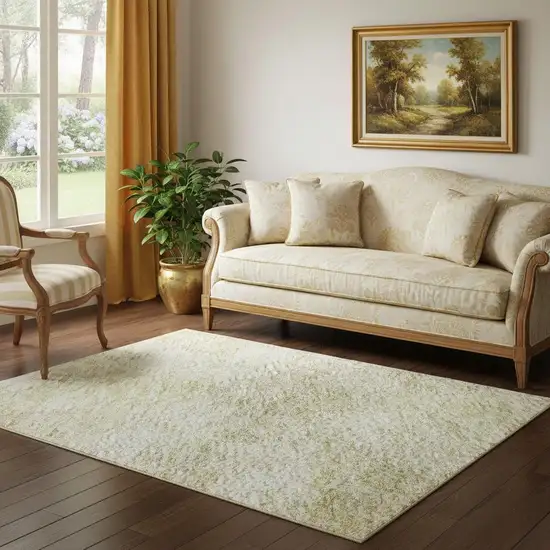 Wheat And Beige Abstract Geometric Washable Area Rug With UV Protection Photo 2