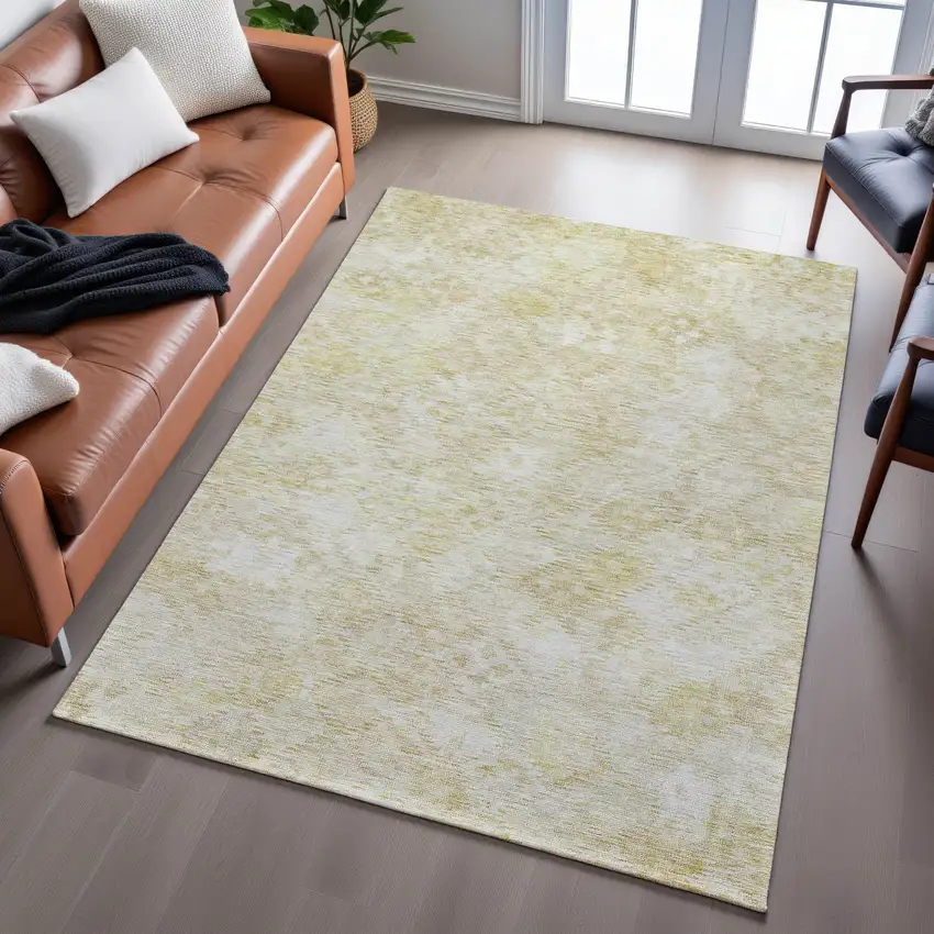 Wheat And Beige Abstract Geometric Washable Area Rug With UV Protection Photo 3