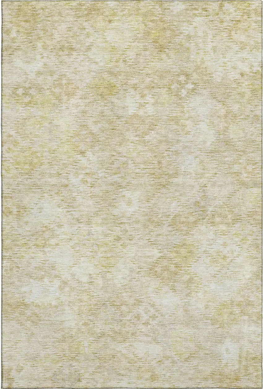 Wheat And Beige Abstract Geometric Washable Area Rug With UV Protection Photo 4