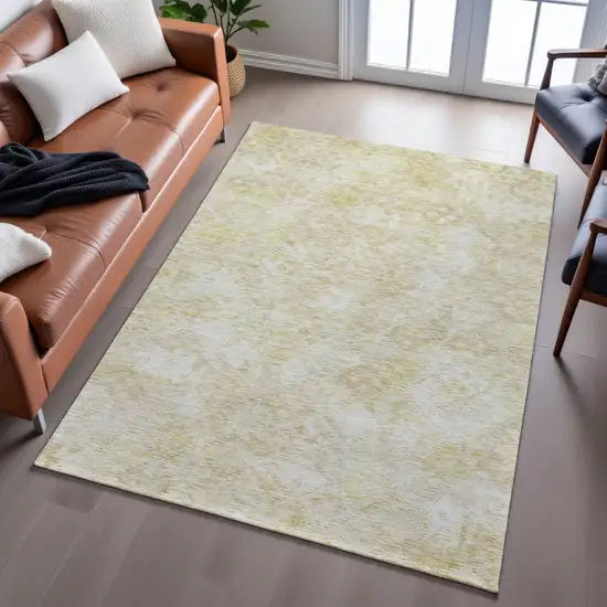 Wheat And Beige Abstract Geometric Washable Area Rug With UV Protection Photo 3