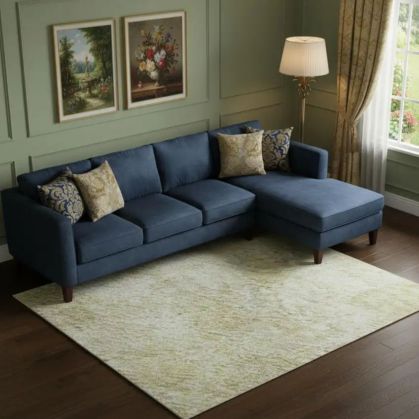 Wheat And Beige Abstract Geometric Washable Area Rug With UV Protection Photo 2