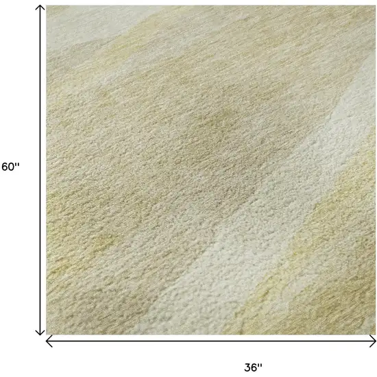 Wheat And Beige Abstract Washable Area Rug With UV Protection Photo 9