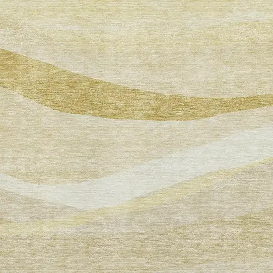 Wheat And Beige Abstract Washable Area Rug With UV Protection Photo 3