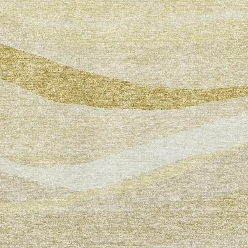 Wheat And Beige Abstract Washable Area Rug With UV Protection Photo 3