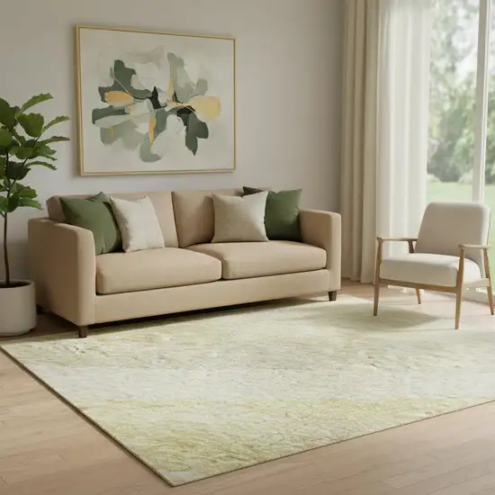 Wheat And Beige Abstract Washable Area Rug With UV Protection Photo 2