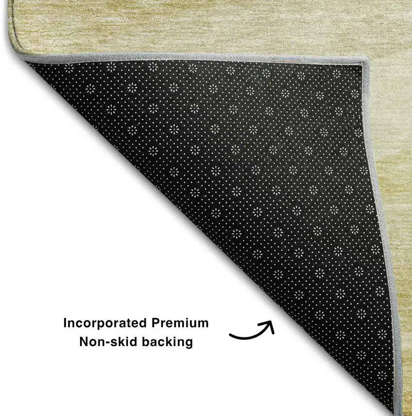 Wheat And Beige Abstract Washable Area Rug With UV Protection Photo 6