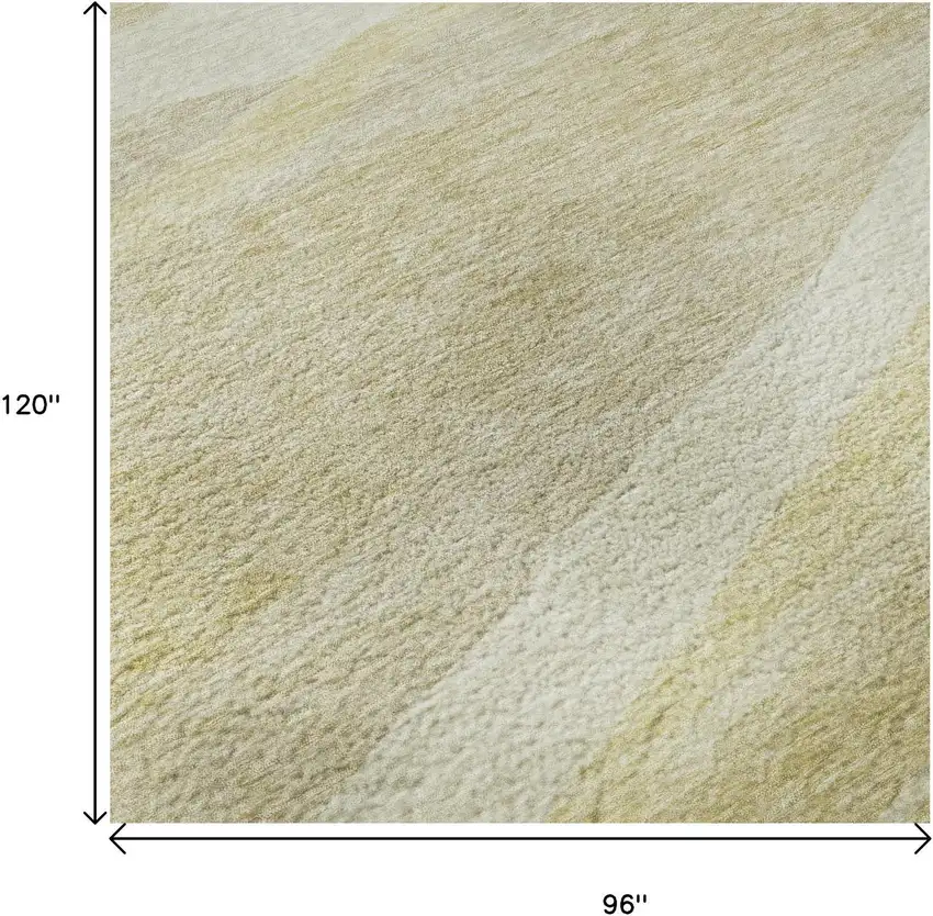 Wheat And Beige Abstract Washable Area Rug With UV Protection Photo 8