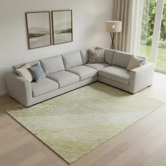 Wheat And Beige Abstract Washable Area Rug With UV Protection Photo 2