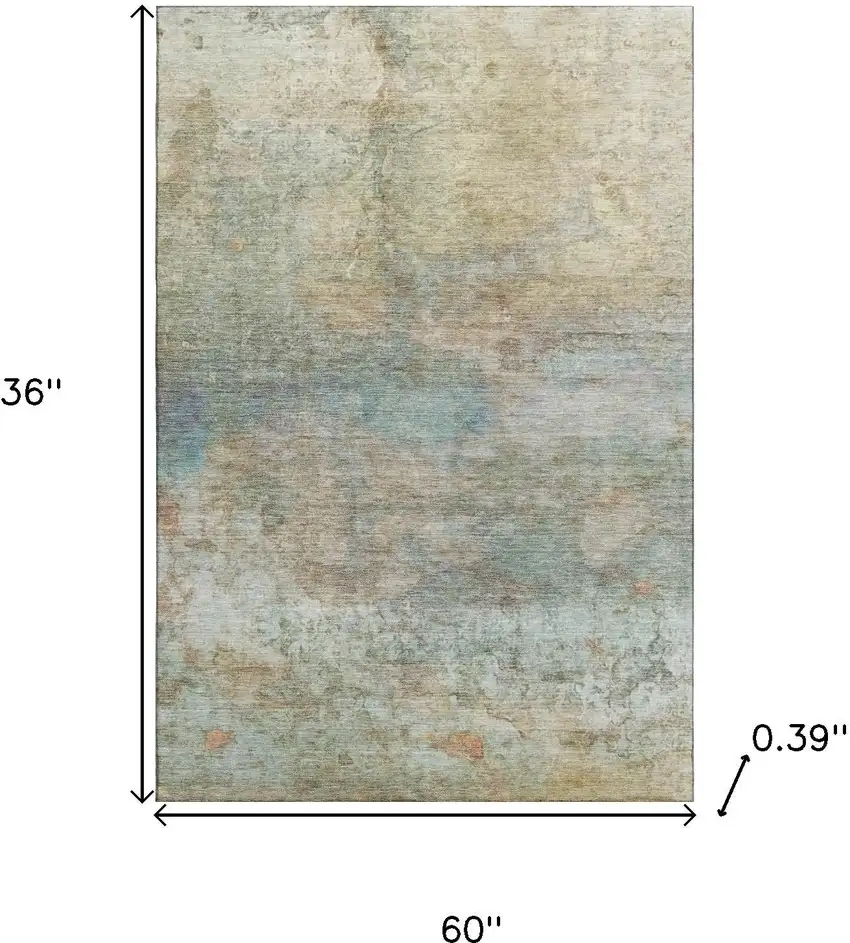 Wheat And Beige Abstract Washable Area Rug With UV Protection Photo 9