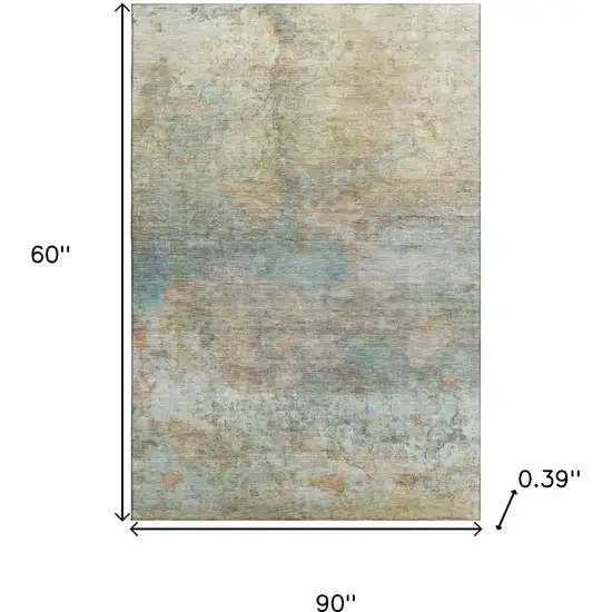 Wheat And Beige Abstract Washable Area Rug With UV Protection Photo 8