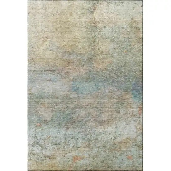 Wheat And Beige Abstract Washable Area Rug With UV Protection Photo 3