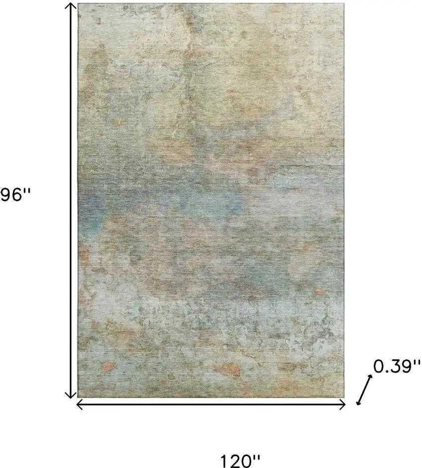 Wheat And Beige Abstract Washable Area Rug With UV Protection Photo 9