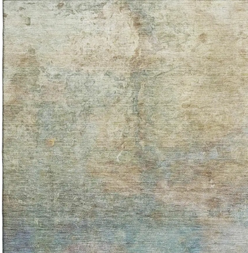 Wheat And Beige Abstract Washable Area Rug With UV Protection Photo 3