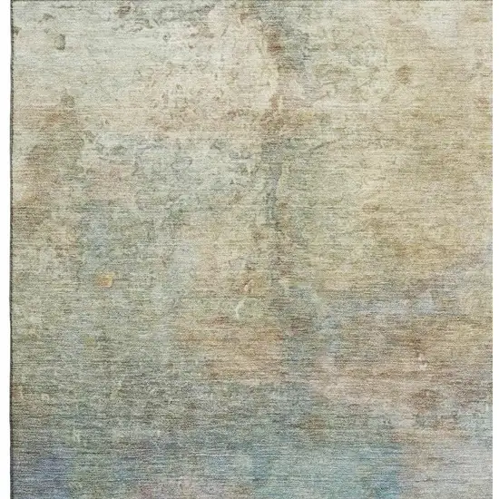 Wheat And Beige Abstract Washable Area Rug With UV Protection Photo 3