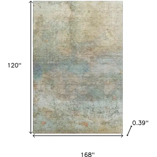 Wheat And Beige Abstract Washable Area Rug With UV Protection Photo 9