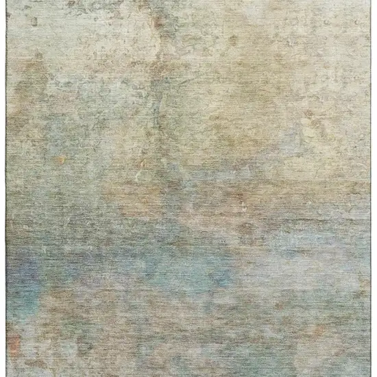 Wheat And Beige Abstract Washable Area Rug With UV Protection Photo 4