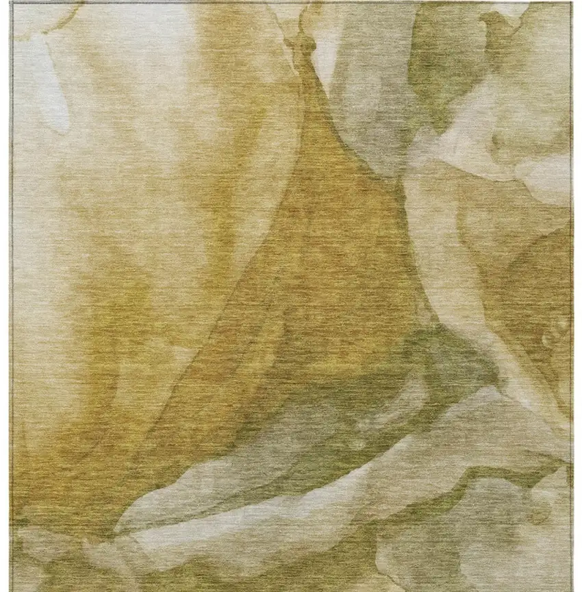 Wheat And Beige Abstract Washable Indoor Outdoor Area Rug Photo 1