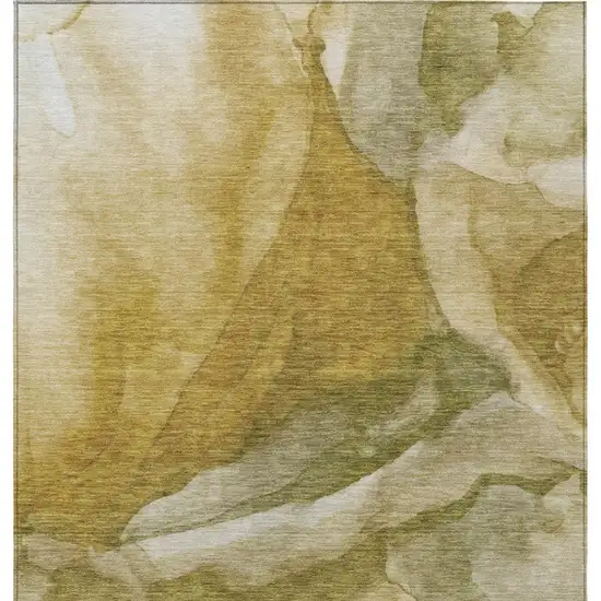 Wheat And Beige Abstract Washable Indoor Outdoor Area Rug Photo 1