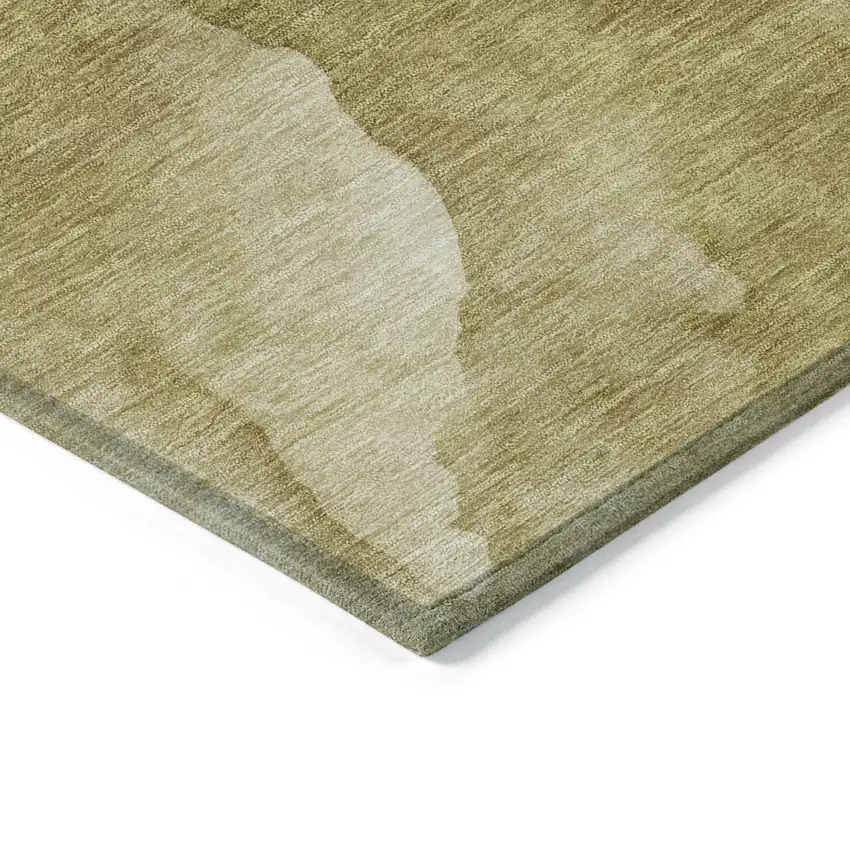 Wheat And Beige Abstract Washable Indoor Outdoor Area Rug Photo 9