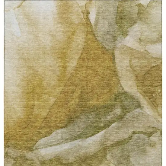 Wheat And Beige Abstract Washable Indoor Outdoor Area Rug Photo 4