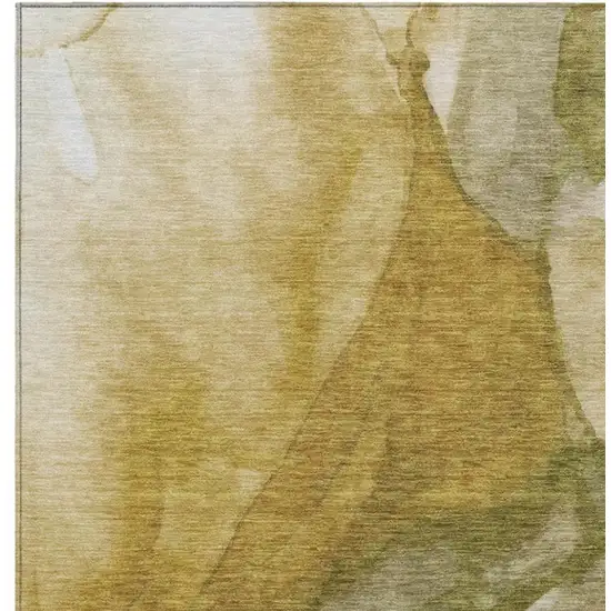 Wheat And Beige Abstract Washable Indoor Outdoor Area Rug Photo 3