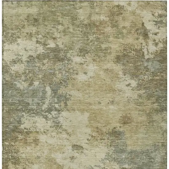 Wheat And Beige Abstract Washable Indoor Outdoor Area Rug Photo 2