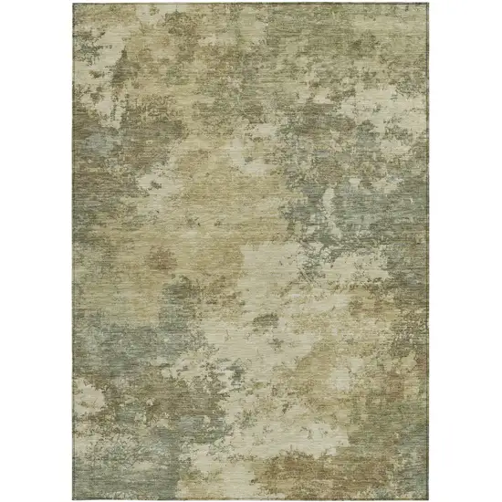 Wheat And Beige Abstract Washable Indoor Outdoor Area Rug Photo 3