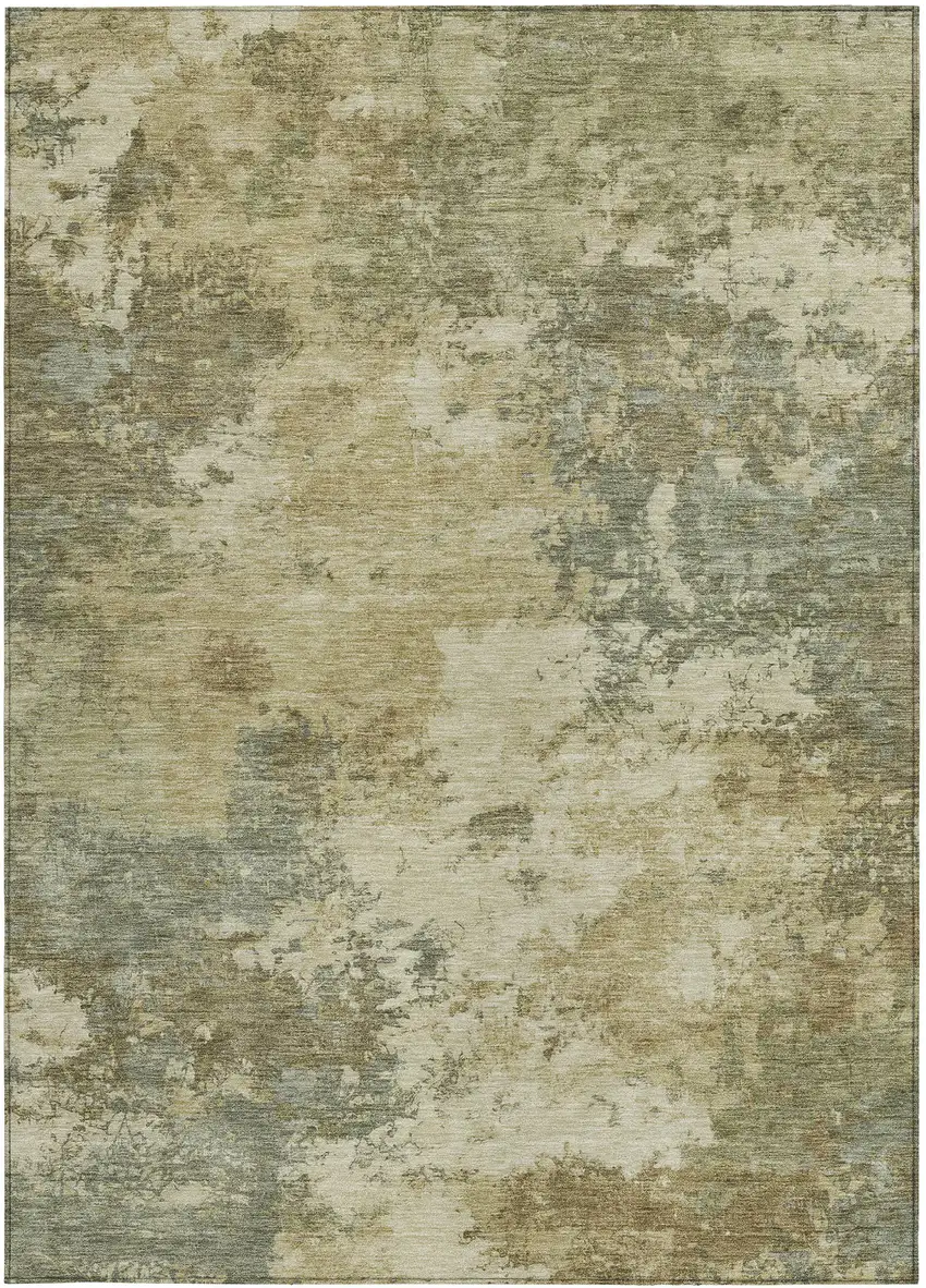 Wheat And Beige Abstract Washable Indoor Outdoor Area Rug Photo 3