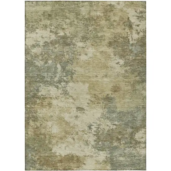 Wheat And Beige Abstract Washable Indoor Outdoor Area Rug Photo 1