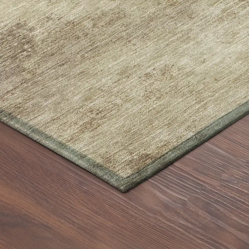 Wheat And Beige Abstract Washable Indoor Outdoor Area Rug Photo 5