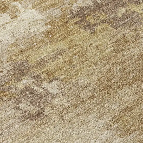 Wheat And Beige Abstract Washable Indoor Outdoor Area Rug Photo 6