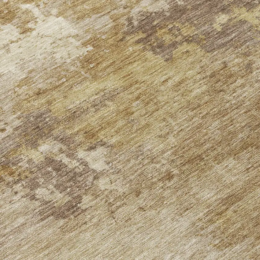 Wheat And Beige Abstract Washable Indoor Outdoor Area Rug Photo 6