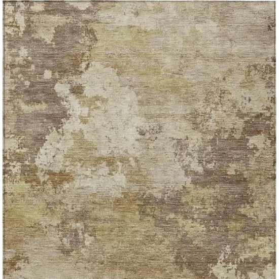 Wheat And Beige Abstract Washable Indoor Outdoor Area Rug Photo 3