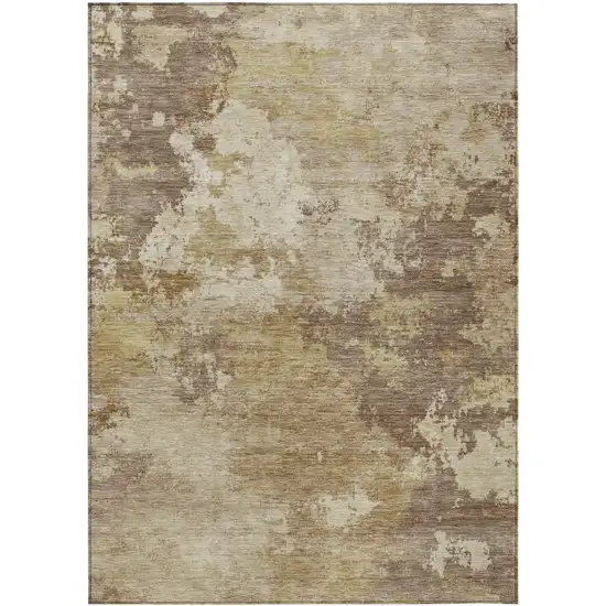Wheat And Beige Abstract Washable Indoor Outdoor Area Rug Photo 1