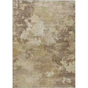 Photo of Wheat And Beige Abstract Washable Indoor Outdoor Area Rug