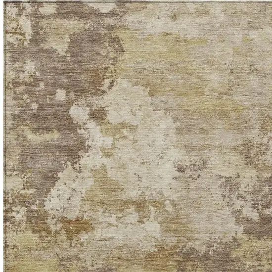 Wheat And Beige Abstract Washable Indoor Outdoor Area Rug Photo 2