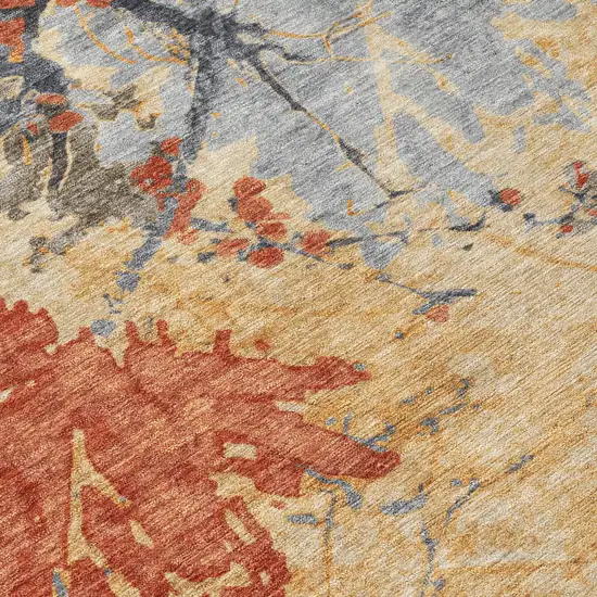 Wheat And Beige Abstract Washable Indoor Outdoor Area Rug Photo 8