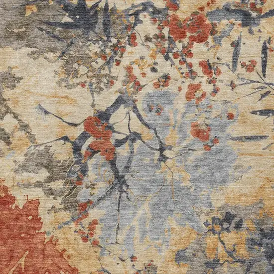 Wheat And Beige Abstract Washable Indoor Outdoor Area Rug Photo 3