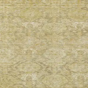 Photo of Wheat And Beige Damask Washable Indoor Outdoor Area Rug