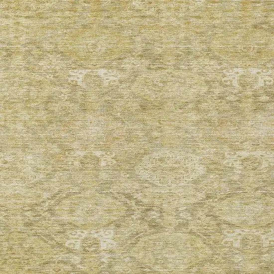 Wheat And Beige Damask Washable Indoor Outdoor Area Rug Photo 5