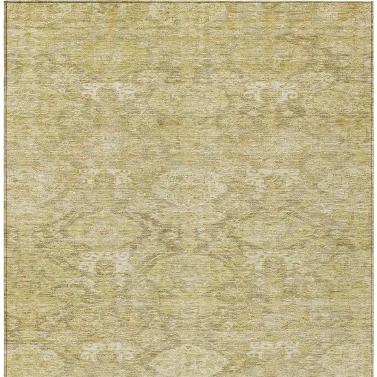 Wheat And Beige Damask Washable Indoor Outdoor Area Rug Photo 6