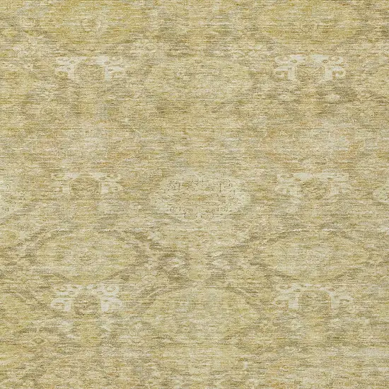 Wheat And Beige Damask Washable Indoor Outdoor Area Rug Photo 5
