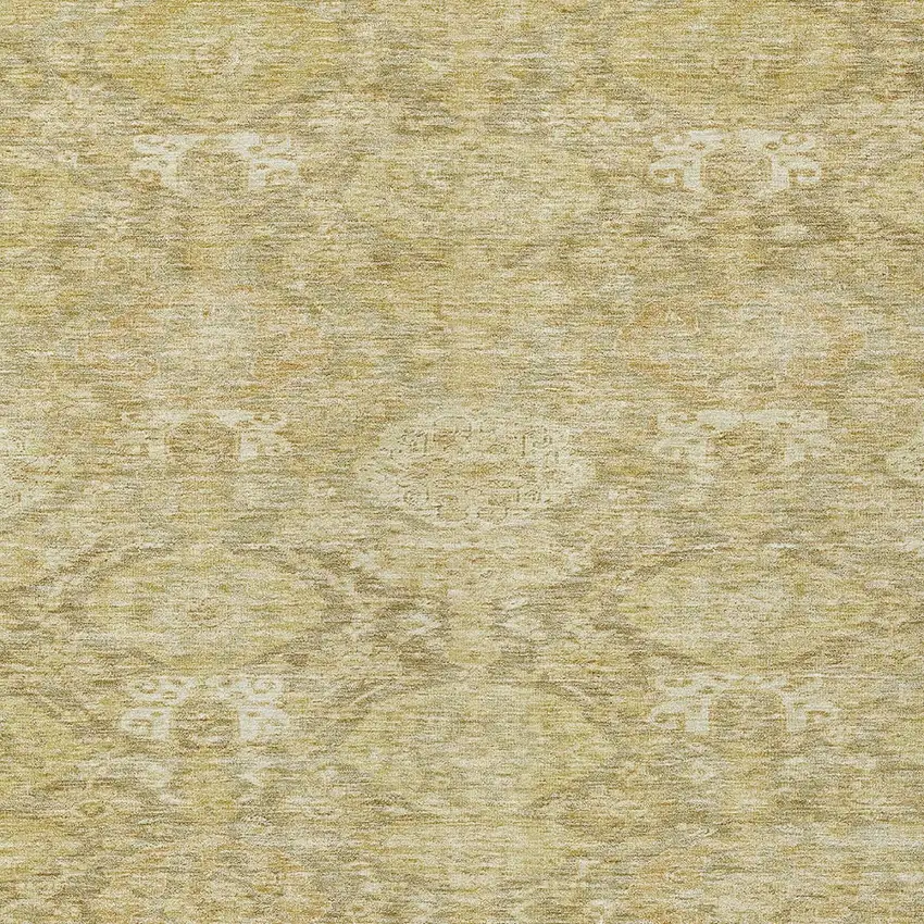 Wheat And Beige Damask Washable Indoor Outdoor Area Rug Photo 5
