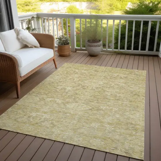 Wheat And Beige Damask Washable Indoor Outdoor Area Rug Photo 7