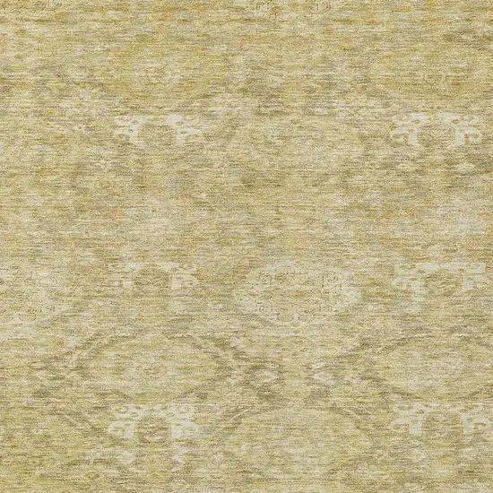 Wheat And Beige Damask Washable Indoor Outdoor Area Rug Photo 5