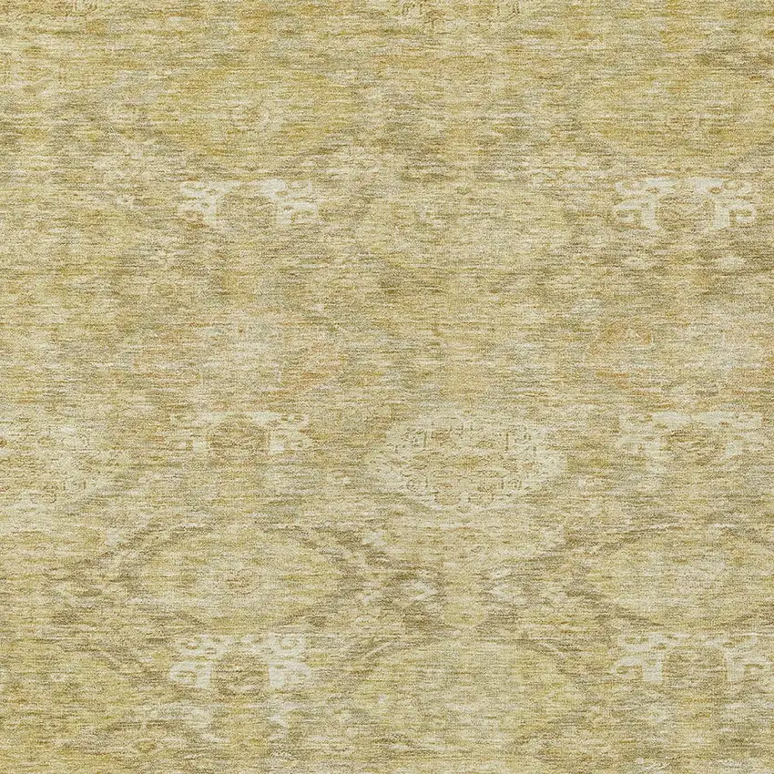 Wheat And Beige Damask Washable Indoor Outdoor Area Rug Photo 5