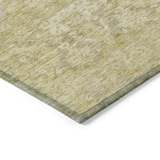 Wheat And Beige Damask Washable Indoor Outdoor Area Rug Photo 4