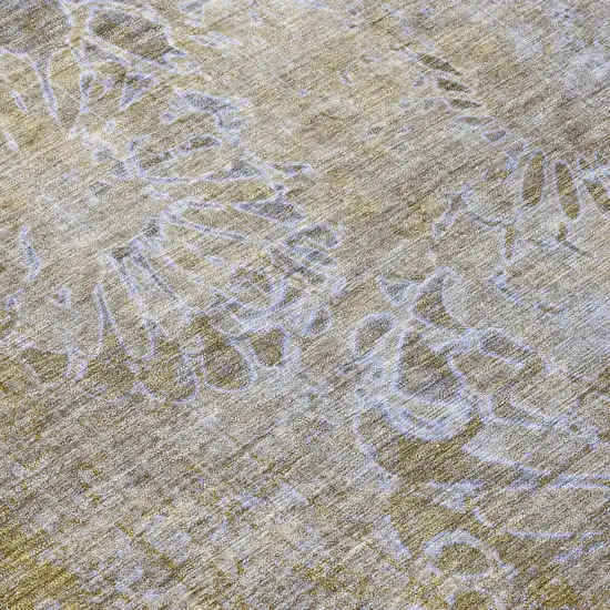 Wheat And Beige Floral Washable Indoor Outdoor Area Rug Photo 6