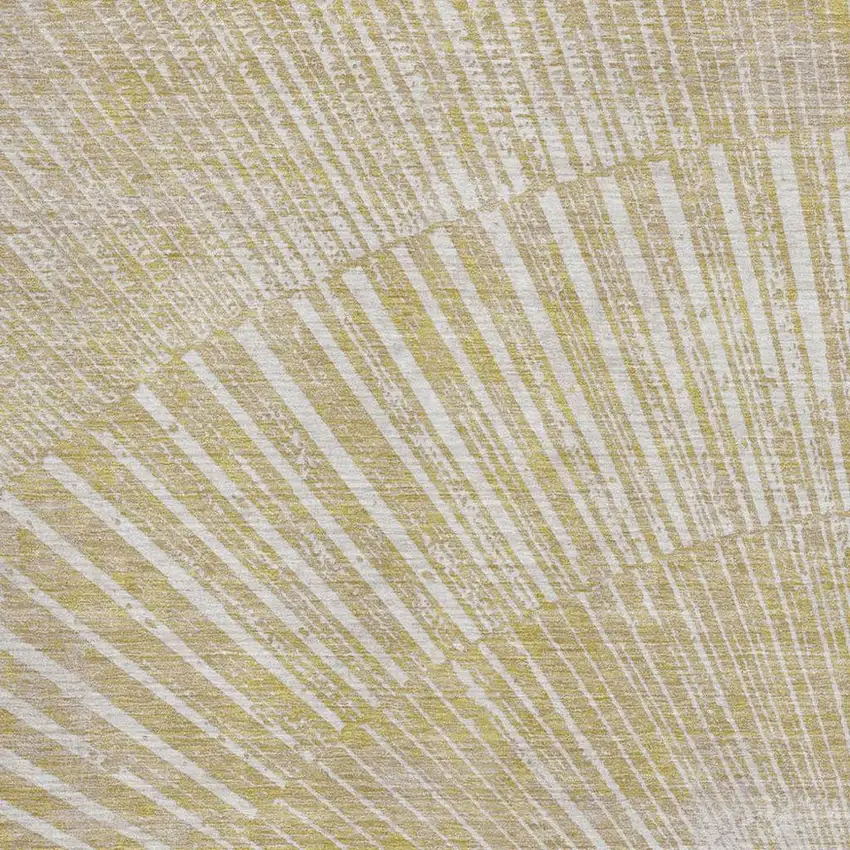 Wheat And Beige Geometric Washable Area Rug With UV Protection Photo 3